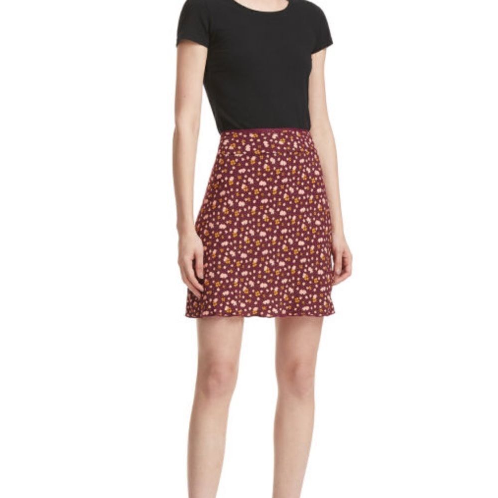 NWT Free People IRL Midi Skirt A Line Floral Ruffled Trim Viscose 6 Modest Chic - Picture 6 of 15